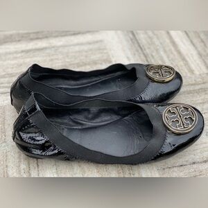 Tory Burch Womens Caroline Ballet Flats Napa Elastic Style 5.5 Black